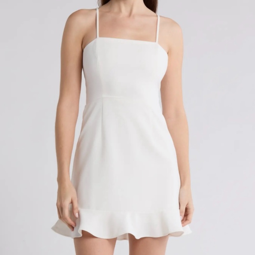 ✨ French Connection White Flounce Mini Dress 2 XXS/XS Bridal Party Date Night
